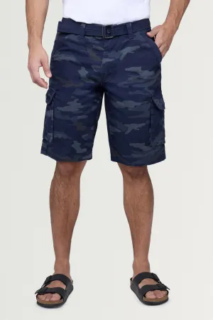 Raw X Men's 12.5" Inseam Belted Cargo Shorts with Snap Button