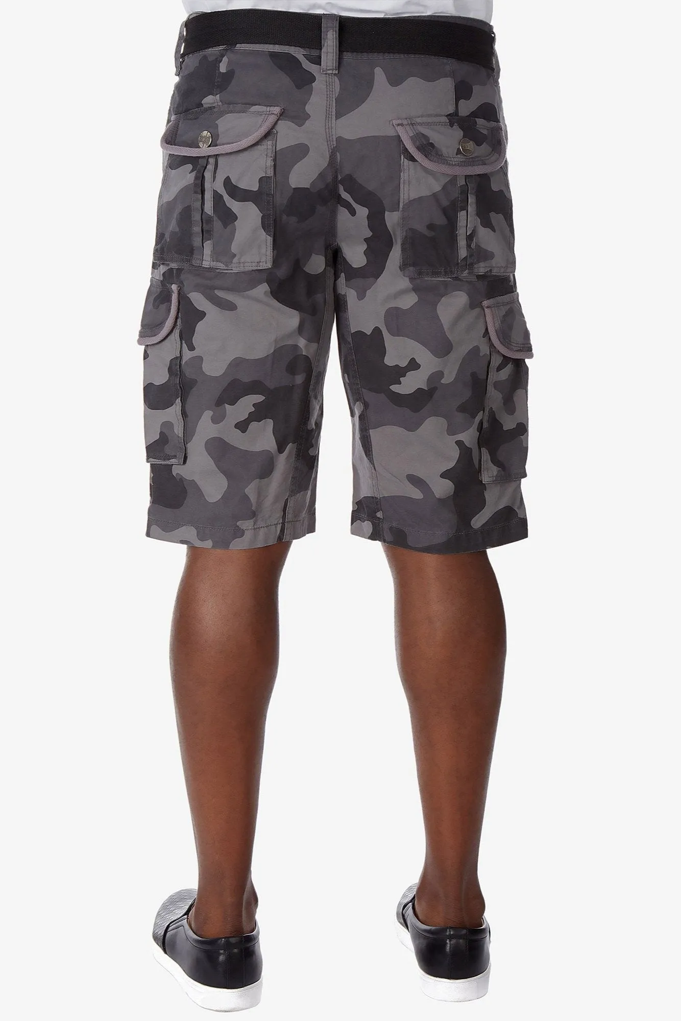 Raw X Men's 12.5" Inseam Belted Cargo Shorts with Snap Button