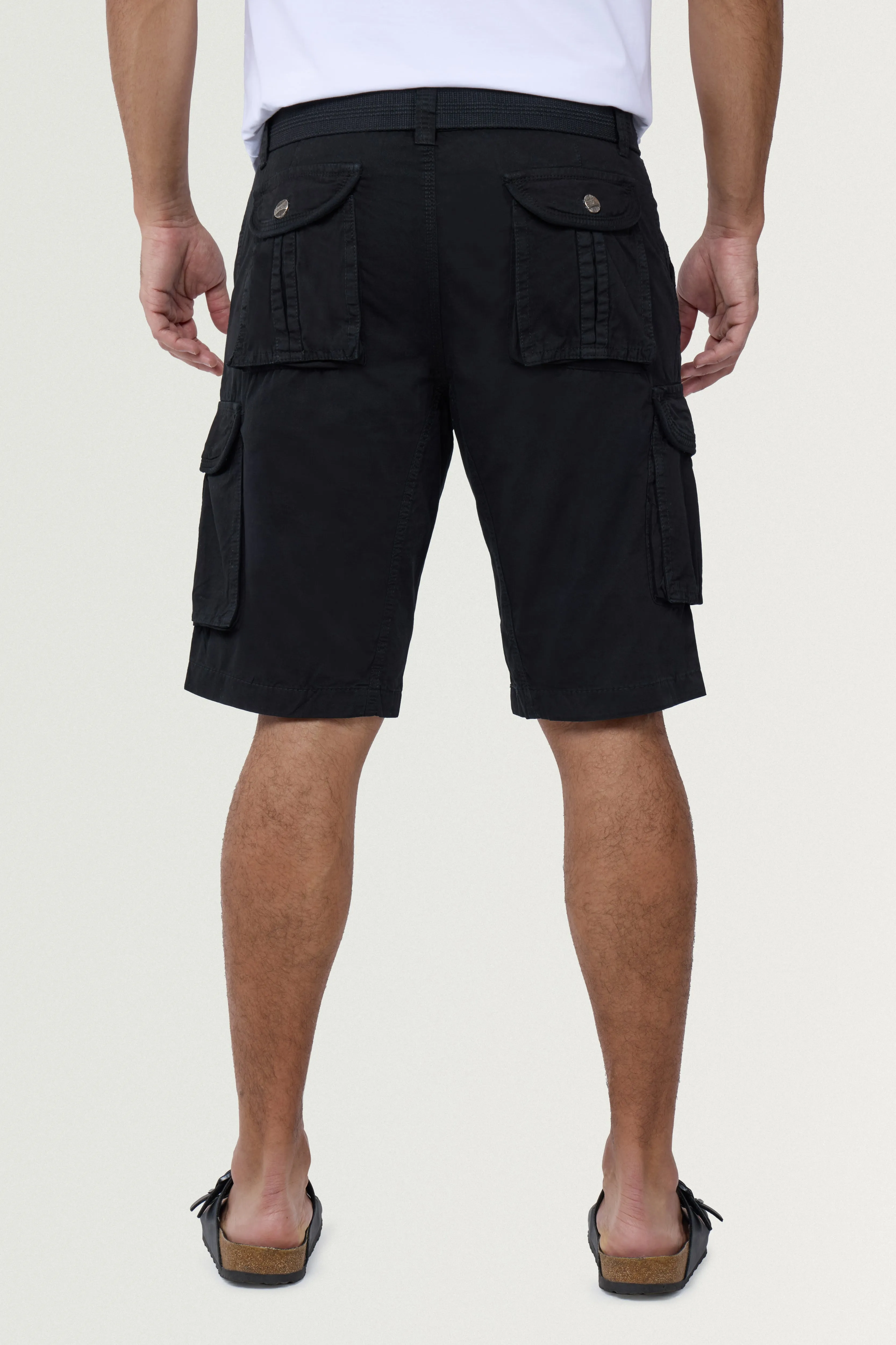 Raw X Men's 12.5" Inseam Belted Cargo Shorts with Snap Button