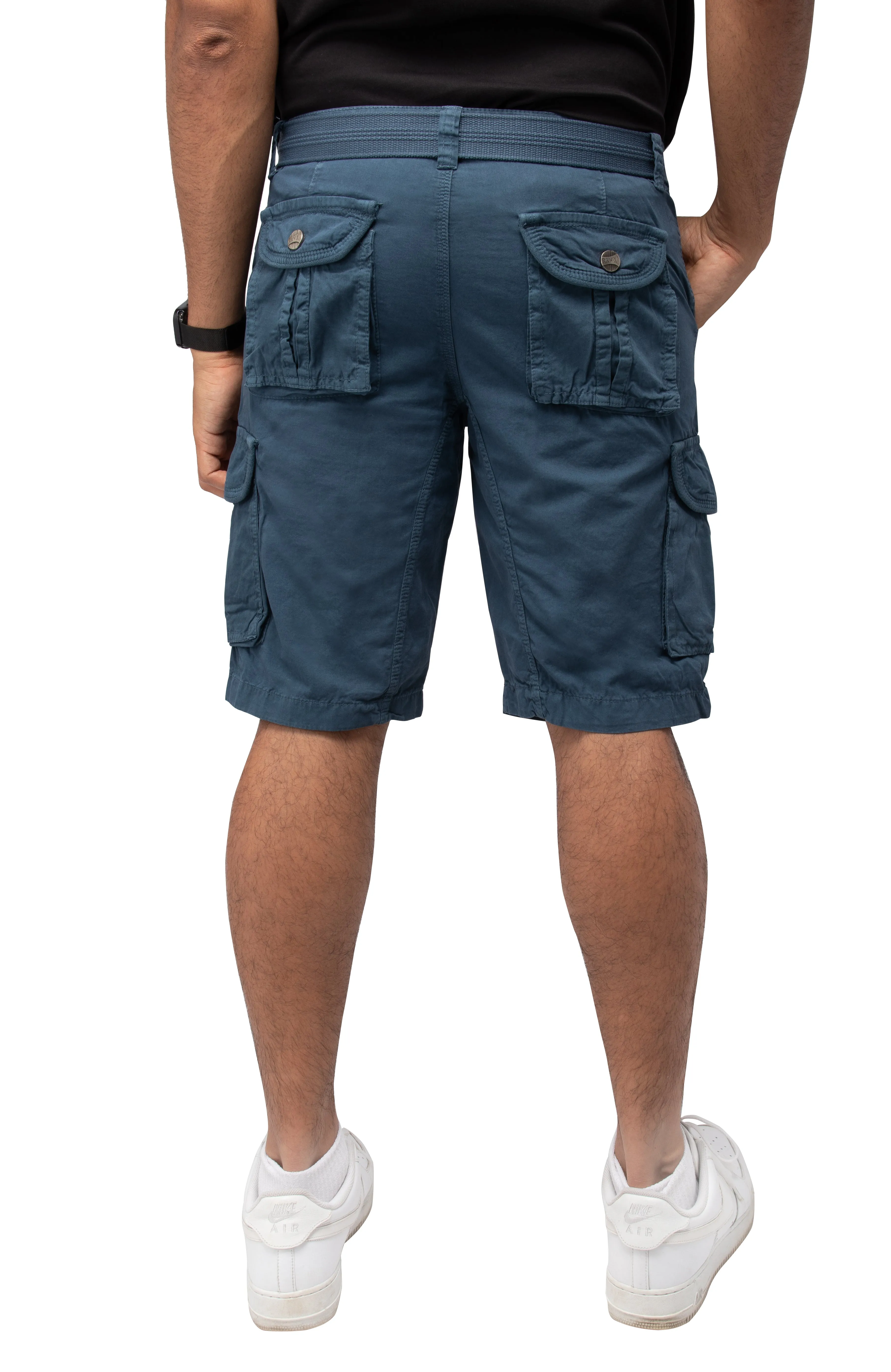Raw X Men's 12.5" Inseam Belted Cargo Shorts with Snap Button