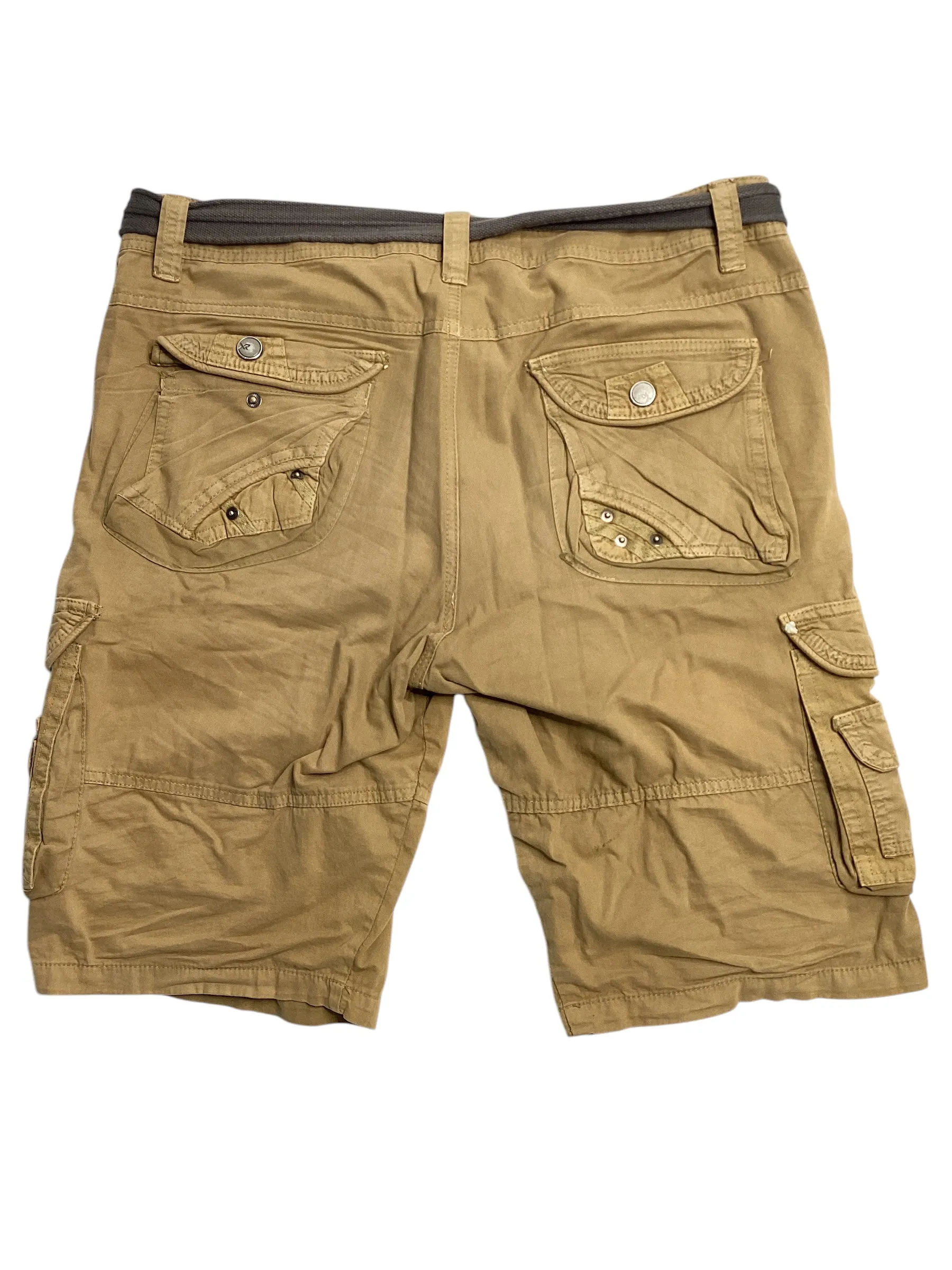 RAW X Men's Belted Double Pocket Cargo Shorts New Khaki Size 34