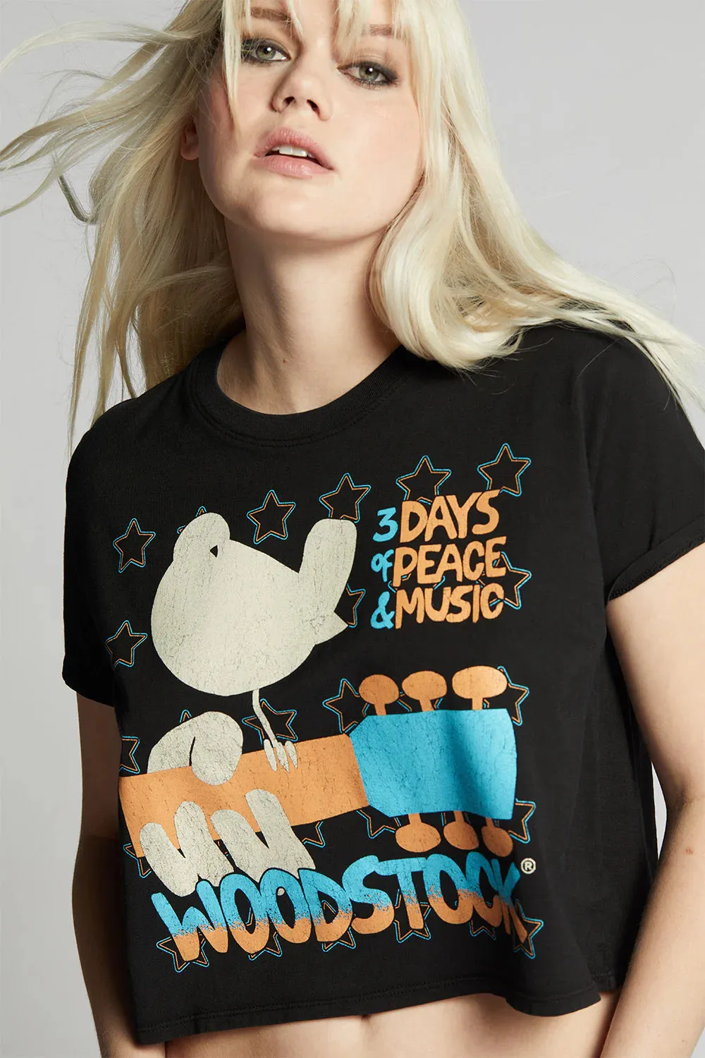 Recycled Karma Woodstock Cropped Band Tee