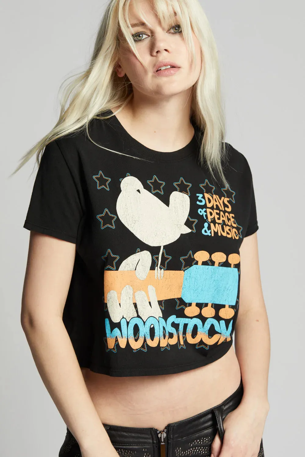 Recycled Karma Woodstock Cropped Band Tee