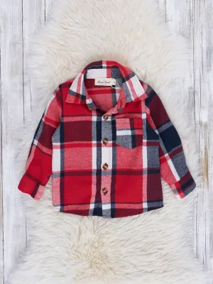 Red & Black Plaid Pocket Flannel Shirt
