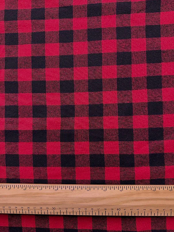 Red and Black Buffalo Plaid Yarn Dyed Flannel Fabric