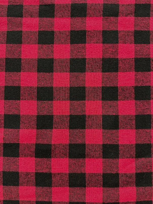 Red and Black Buffalo Plaid Yarn Dyed Flannel Fabric