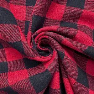 Red and Black Buffalo Plaid Yarn Dyed Flannel Fabric