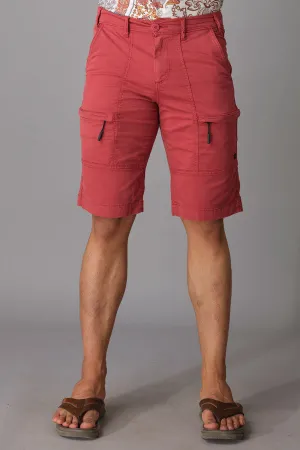 Red Cotton Cargo Short