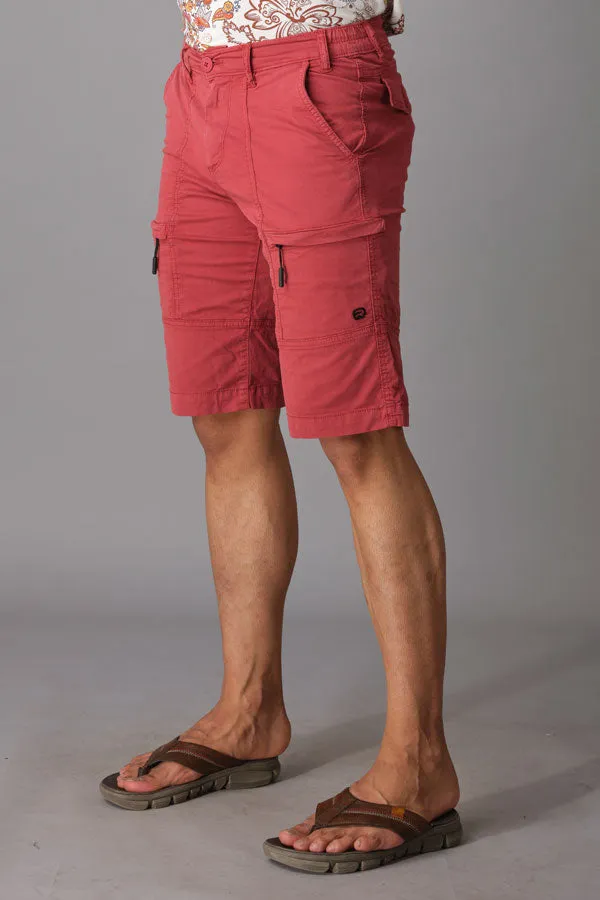 Red Cotton Cargo Short