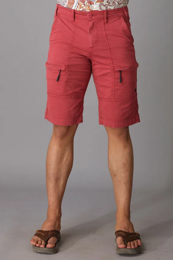 Red Cotton Cargo Short