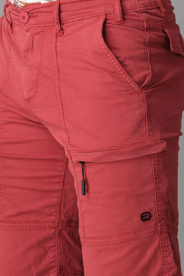 Red Cotton Cargo Short