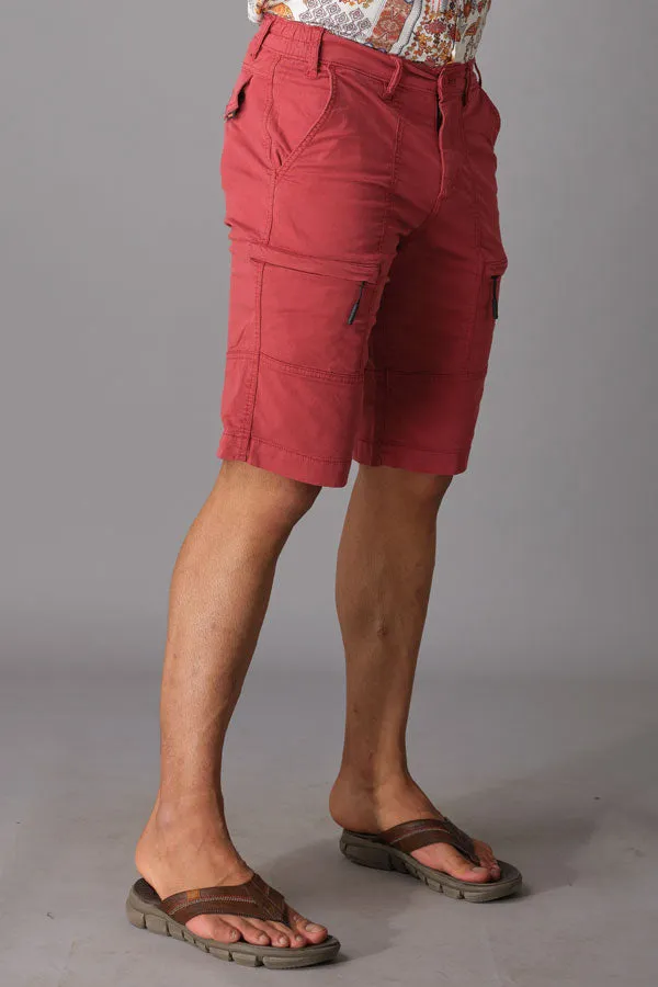 Red Cotton Cargo Short