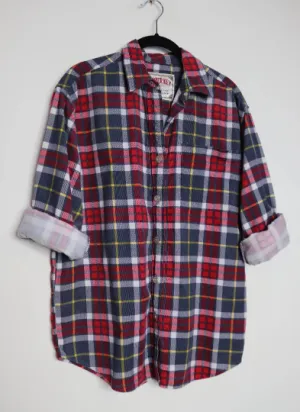 Red   Navy Plaid Corduroy Shirt - S