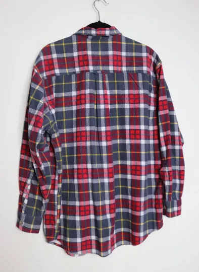 Red   Navy Plaid Corduroy Shirt - S