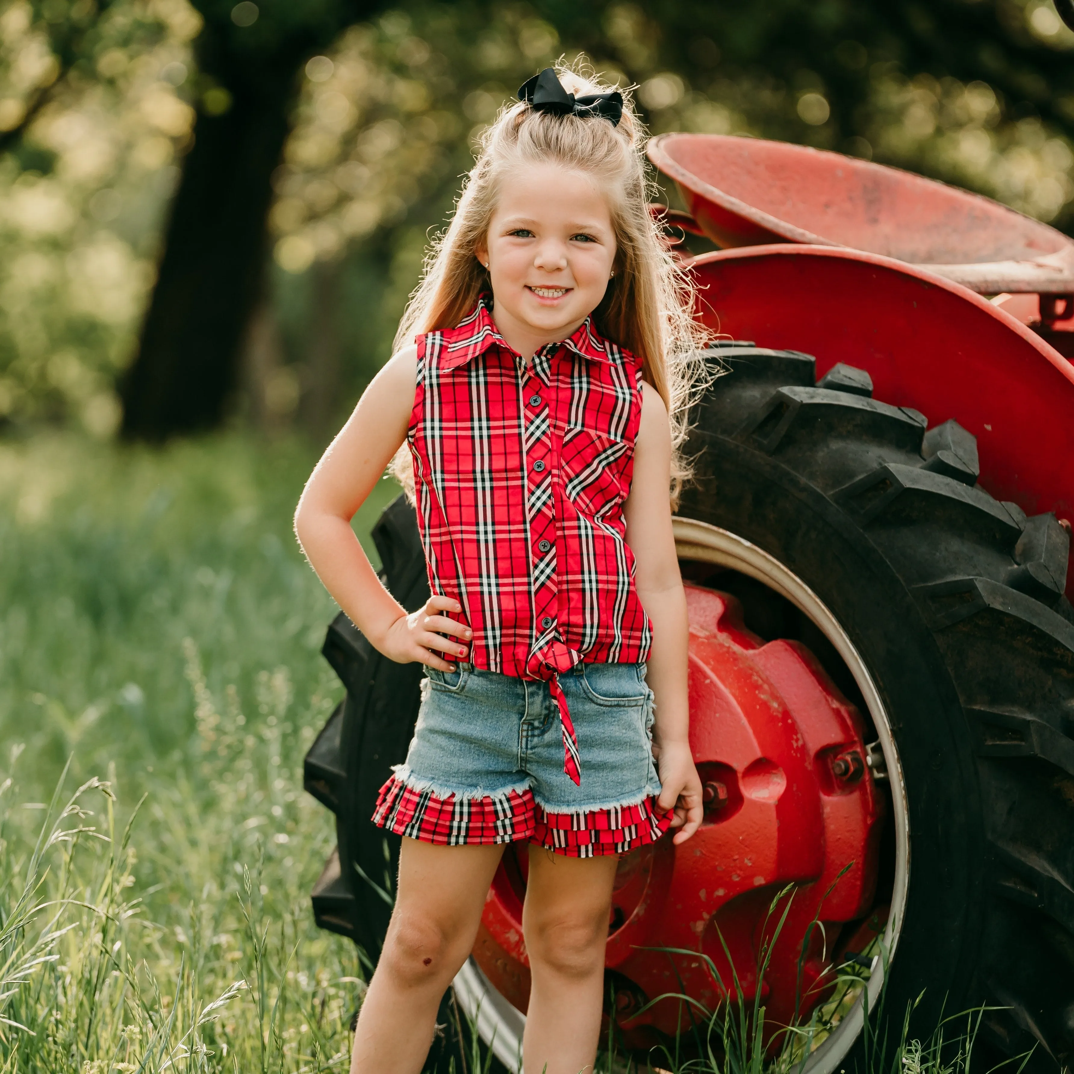 Red Plaid Tie Shirt Toddler (2T-5T)