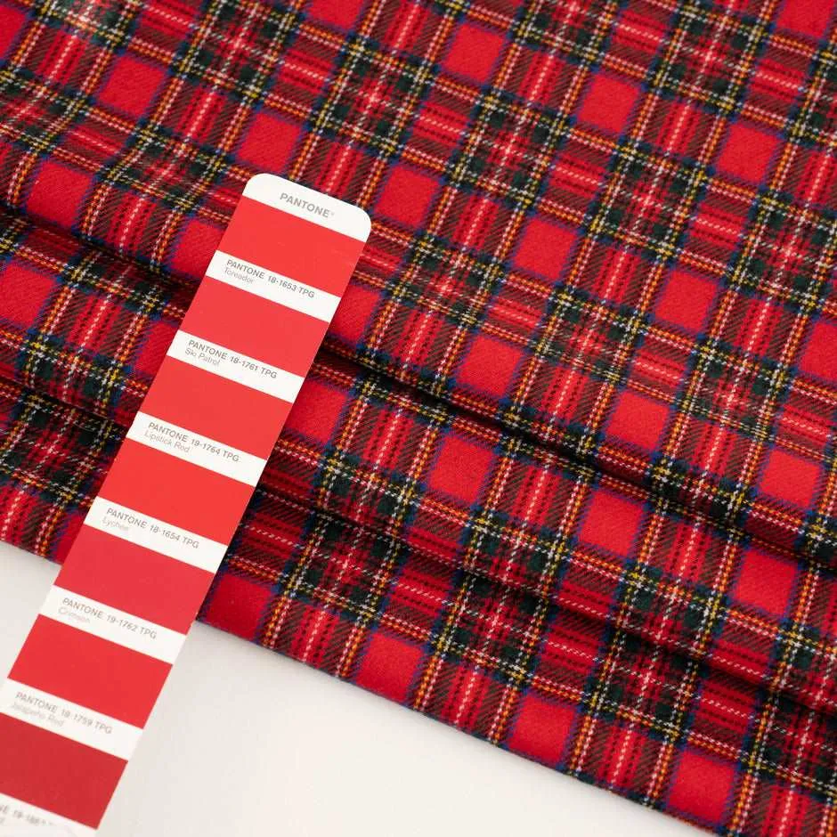 Red plaid wool blend - Sample