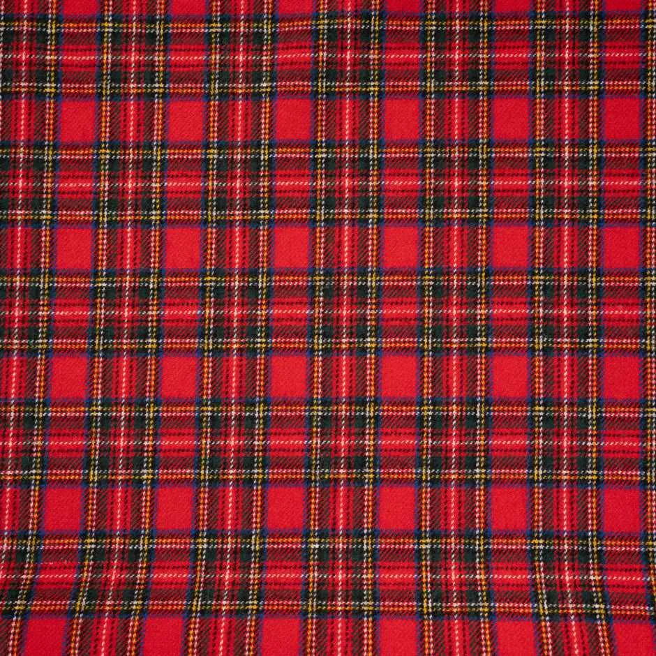 Red plaid wool blend - Sample