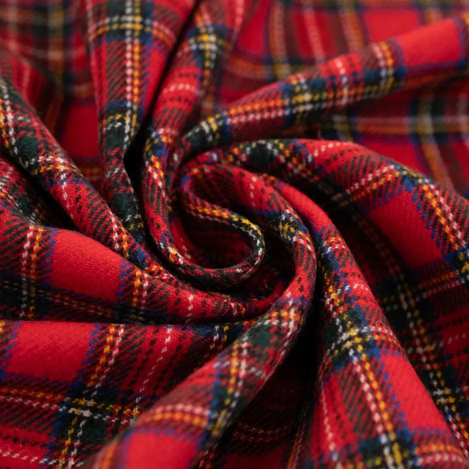 Red plaid wool blend - Sample