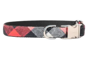 Red, White & Black Buffalo Flannel Plaid Dog Collar