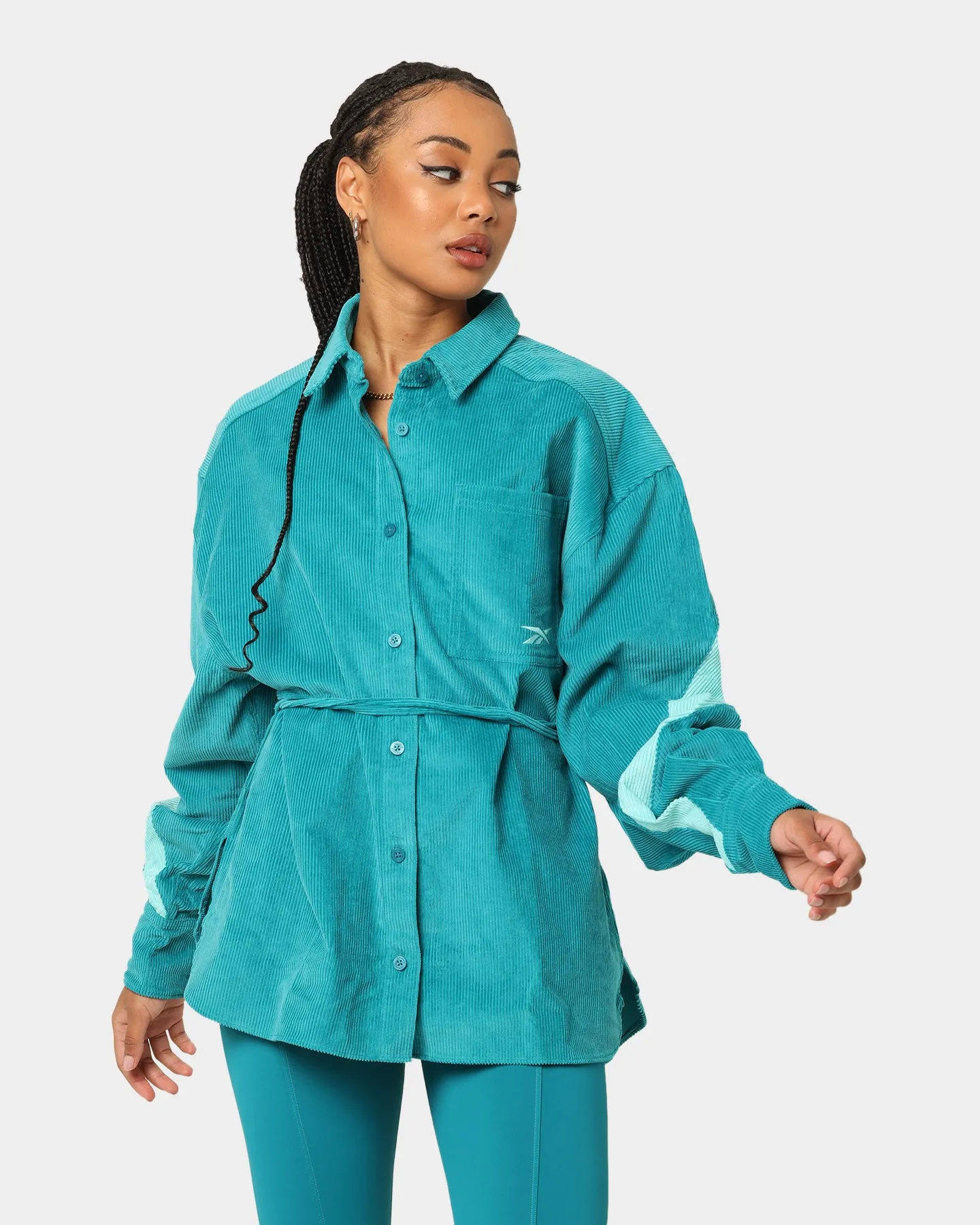 Reebok Women's Cardi B X Reebok Corduroy Cover Up Seapoteal