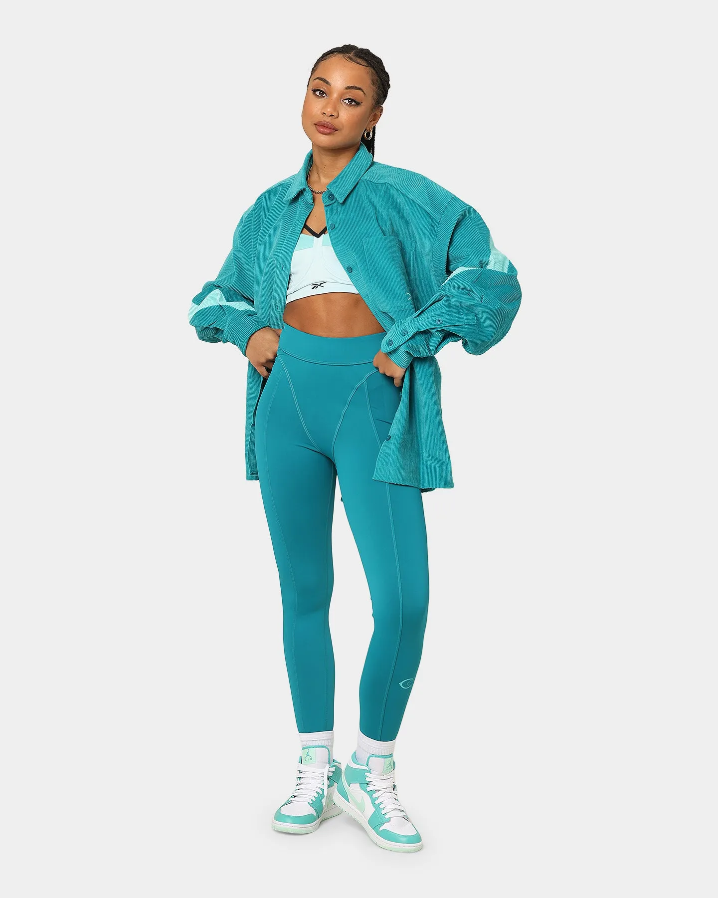 Reebok Women's Cardi B X Reebok Corduroy Cover Up Seapoteal