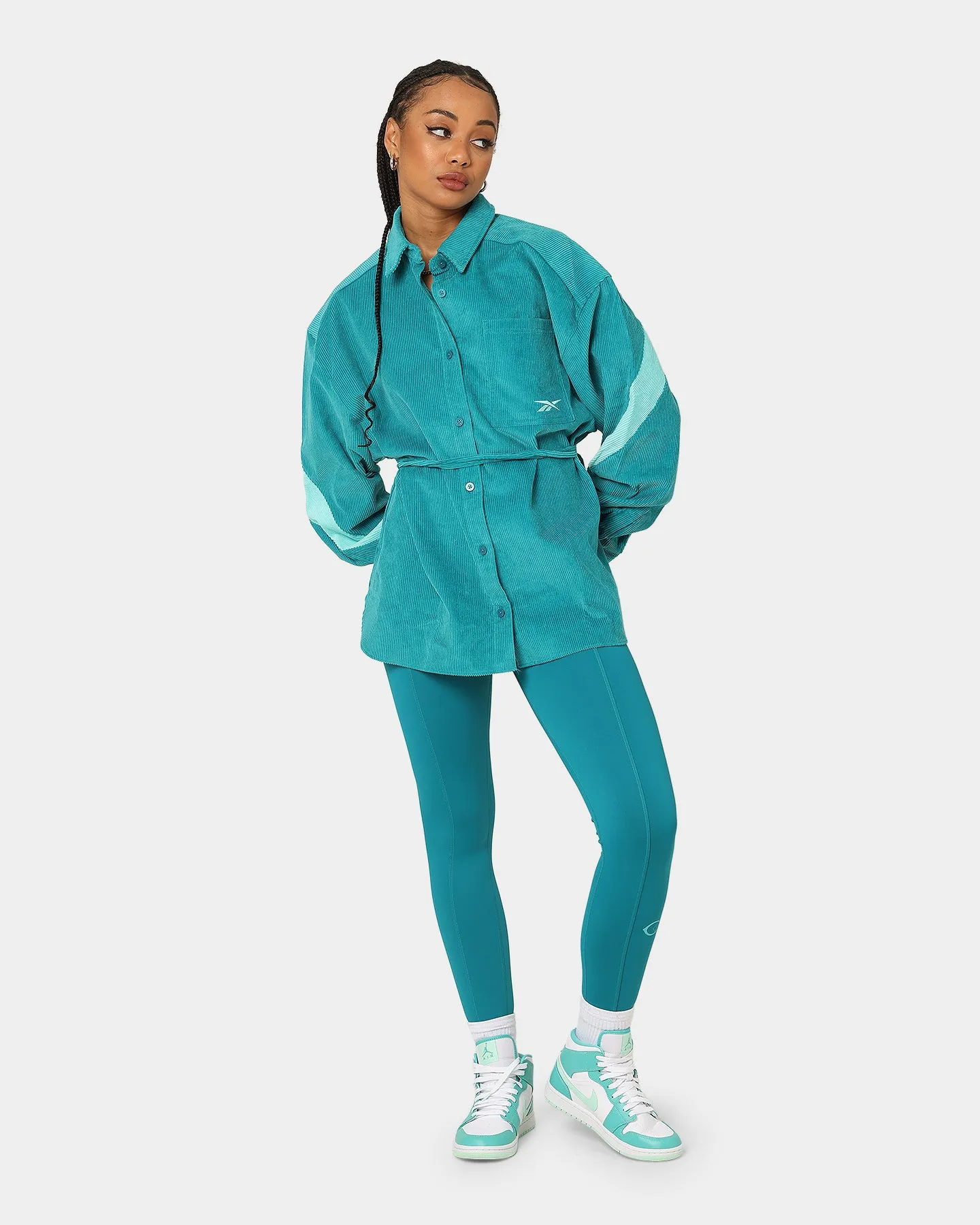 Reebok Women's Cardi B X Reebok Corduroy Cover Up Seapoteal