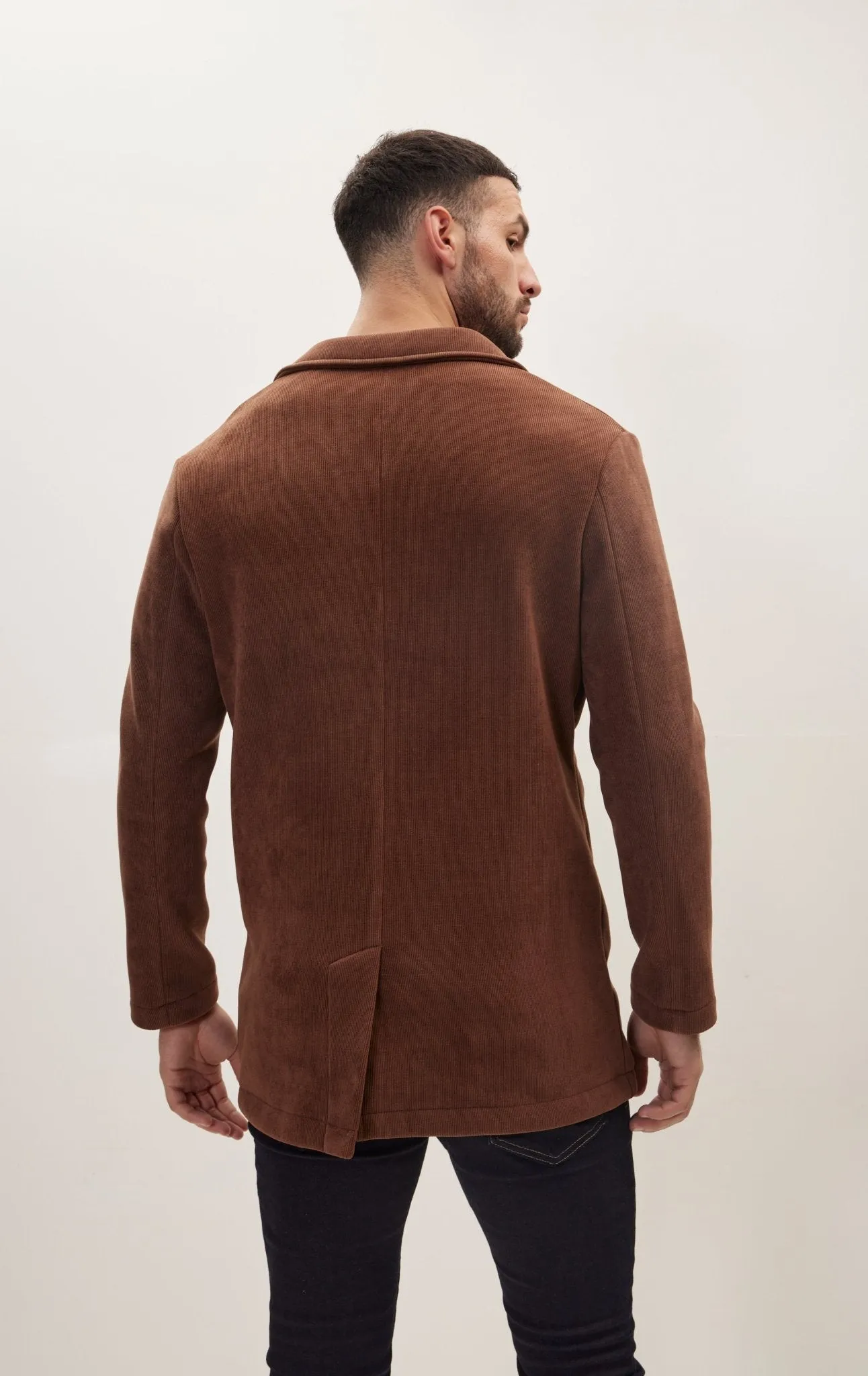 Relaxed Corduroy Button Closure Jacket - Brown