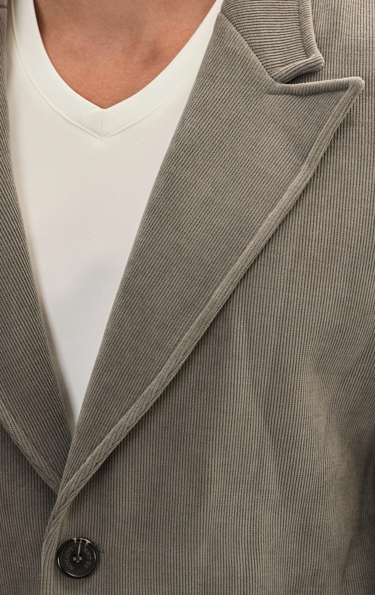 Relaxed Corduroy Button Closure Jacket - Grey