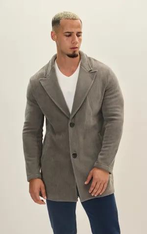 Relaxed Corduroy Button Closure Jacket - Grey