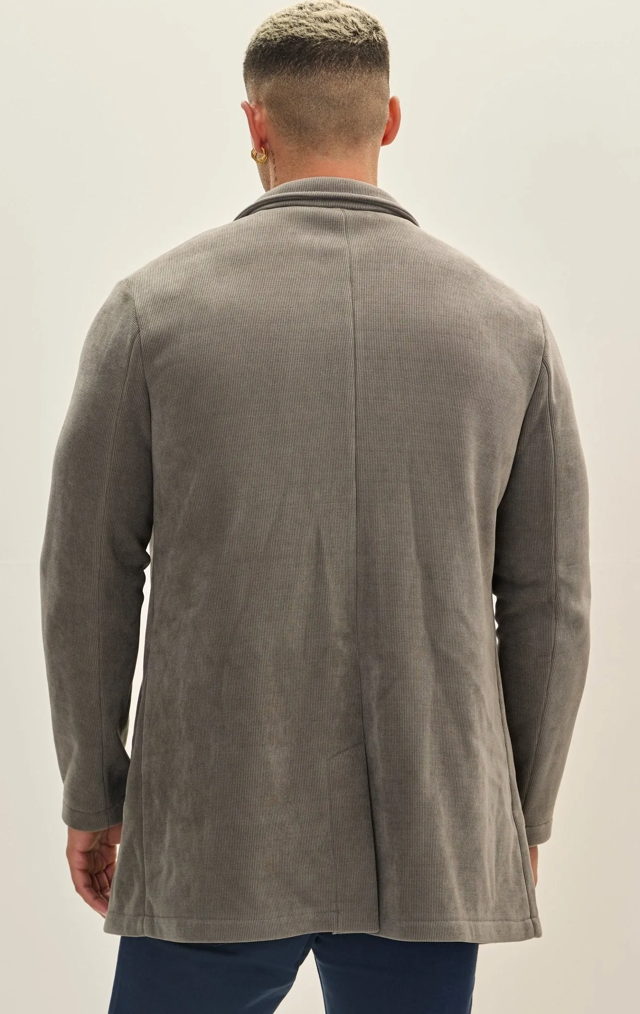 Relaxed Corduroy Button Closure Jacket - Grey