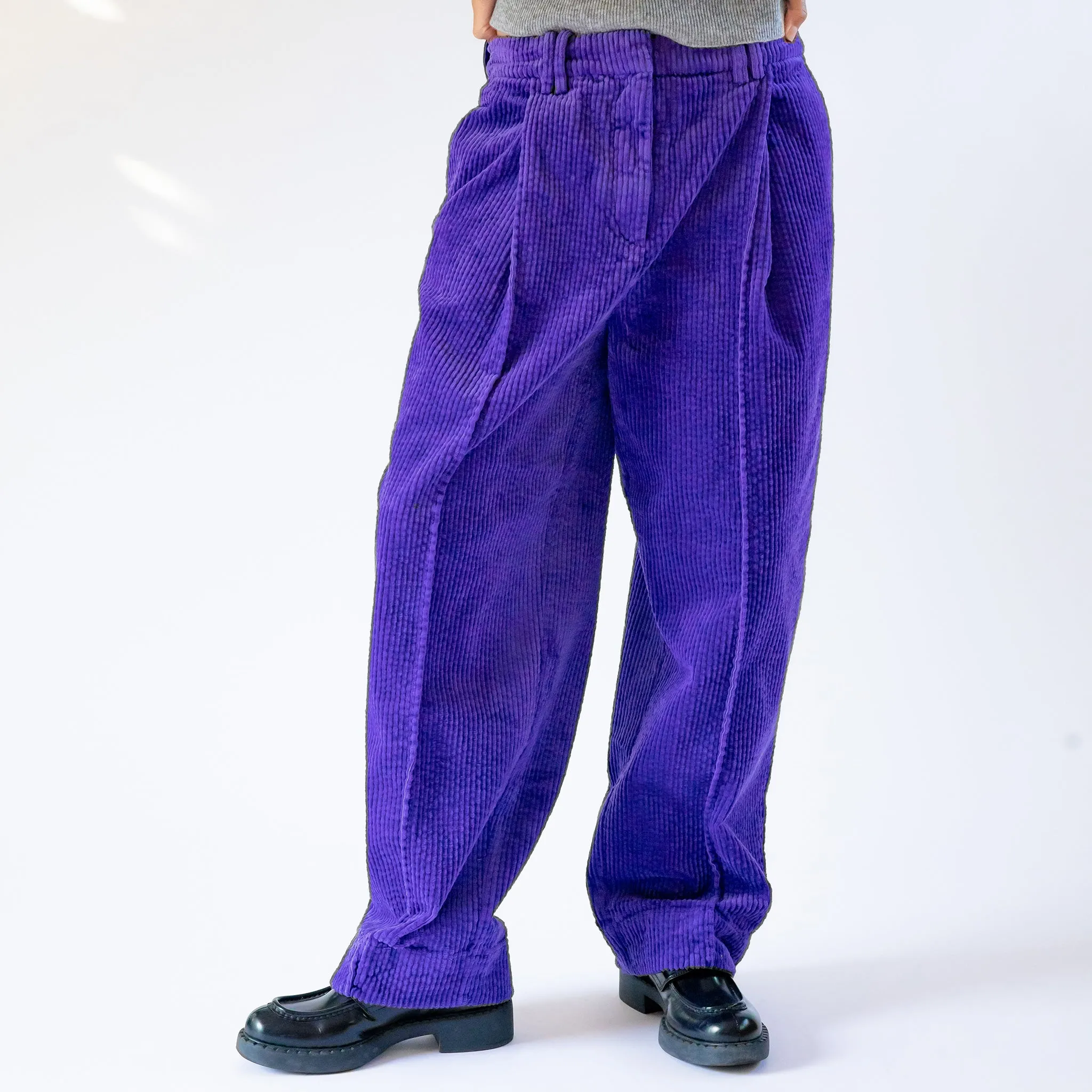 Relaxed Corduroy Pleated Pants - Simply Purple