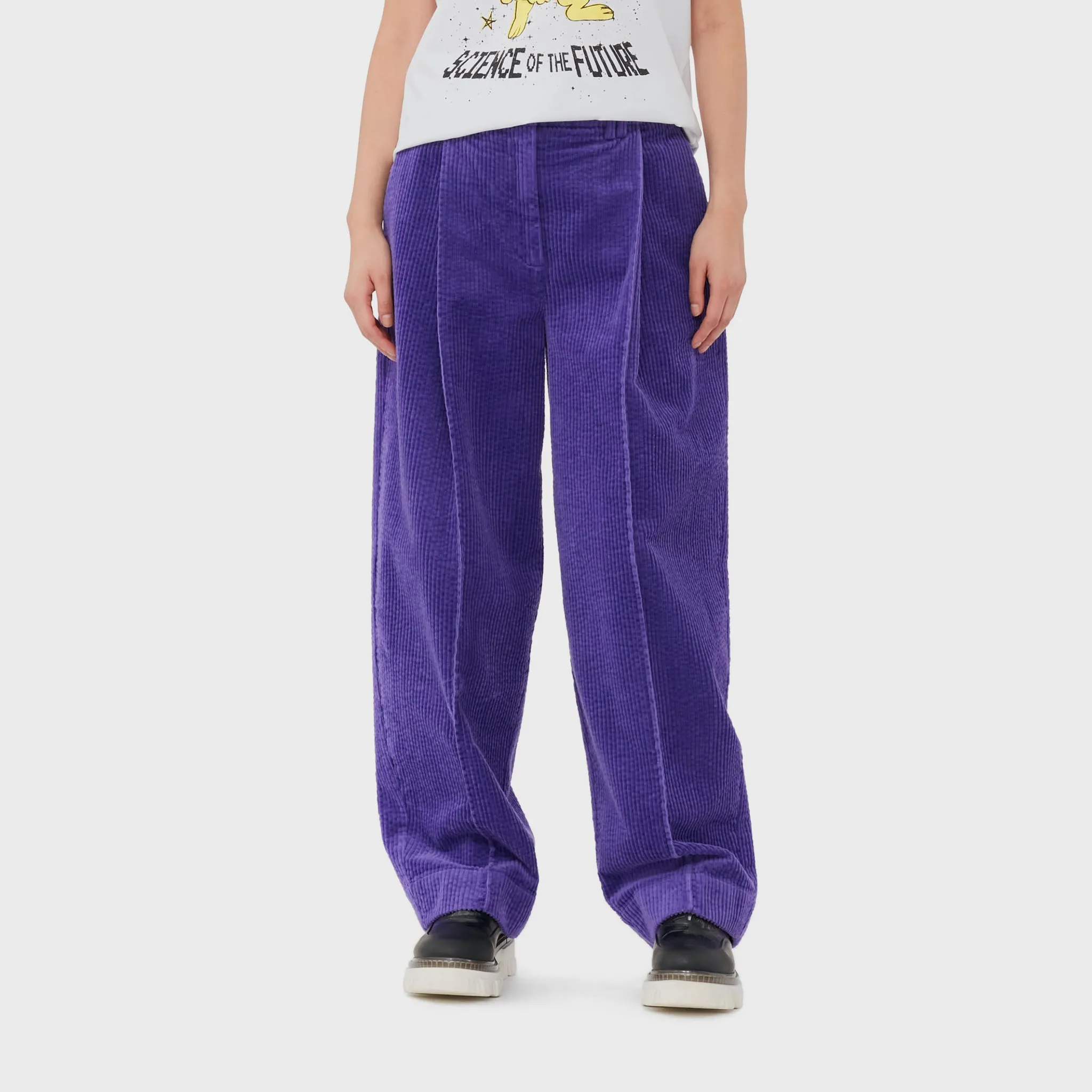 Relaxed Corduroy Pleated Pants - Simply Purple