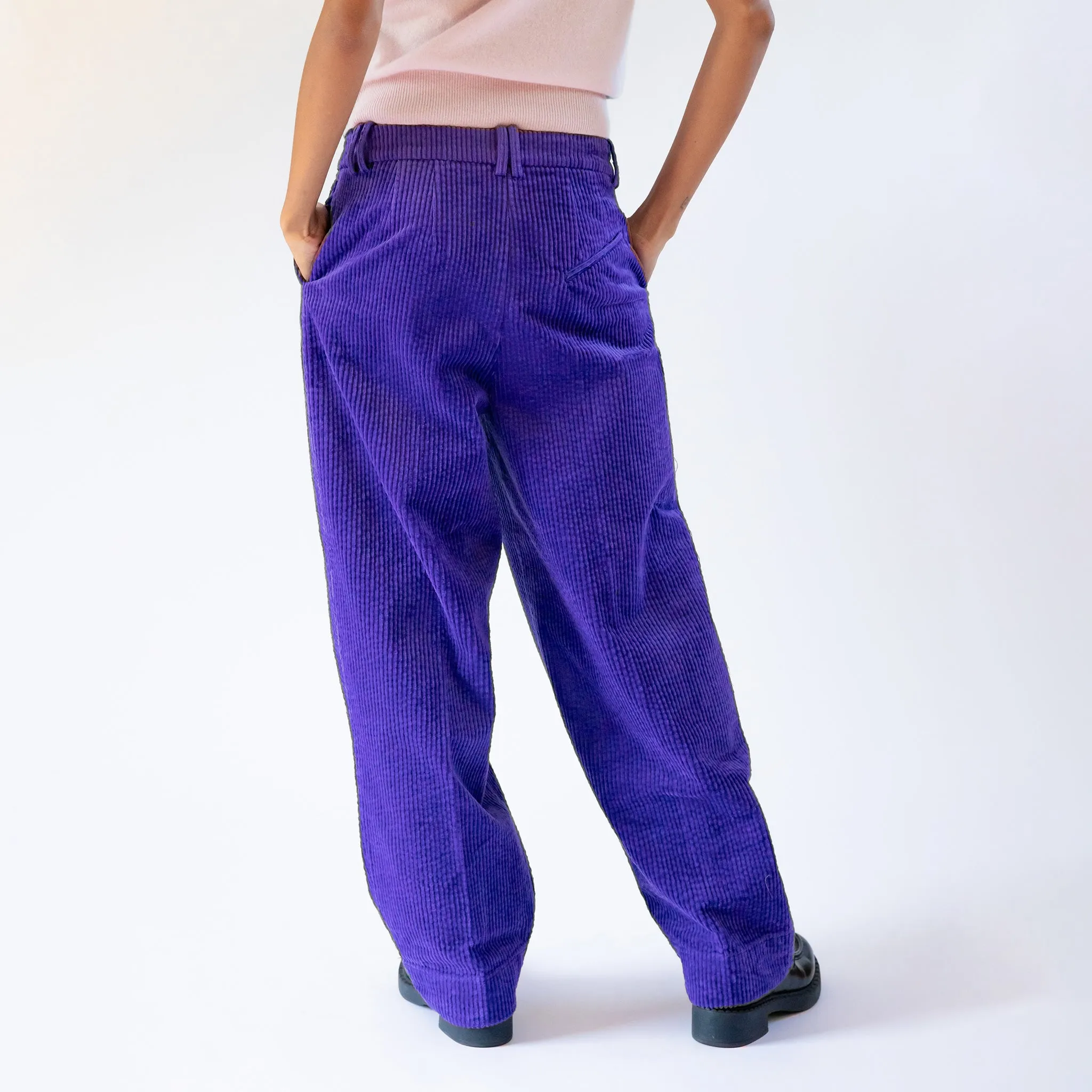 Relaxed Corduroy Pleated Pants - Simply Purple