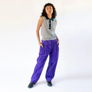 Relaxed Corduroy Pleated Pants - Simply Purple