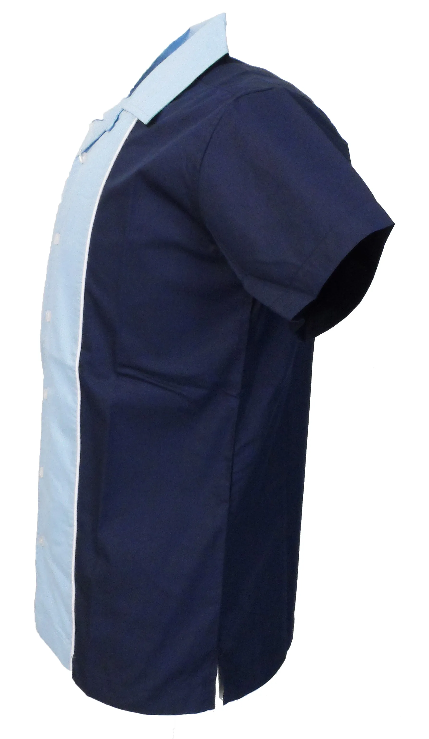 Relco Rockabilly Bowling Navy & Sky Vintage Retro Shirts