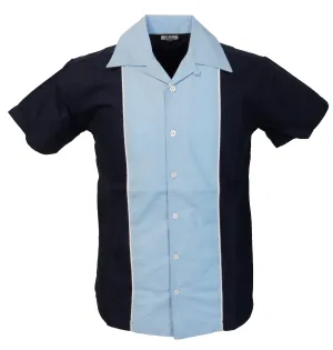 Relco Rockabilly Bowling Navy & Sky Vintage Retro Shirts