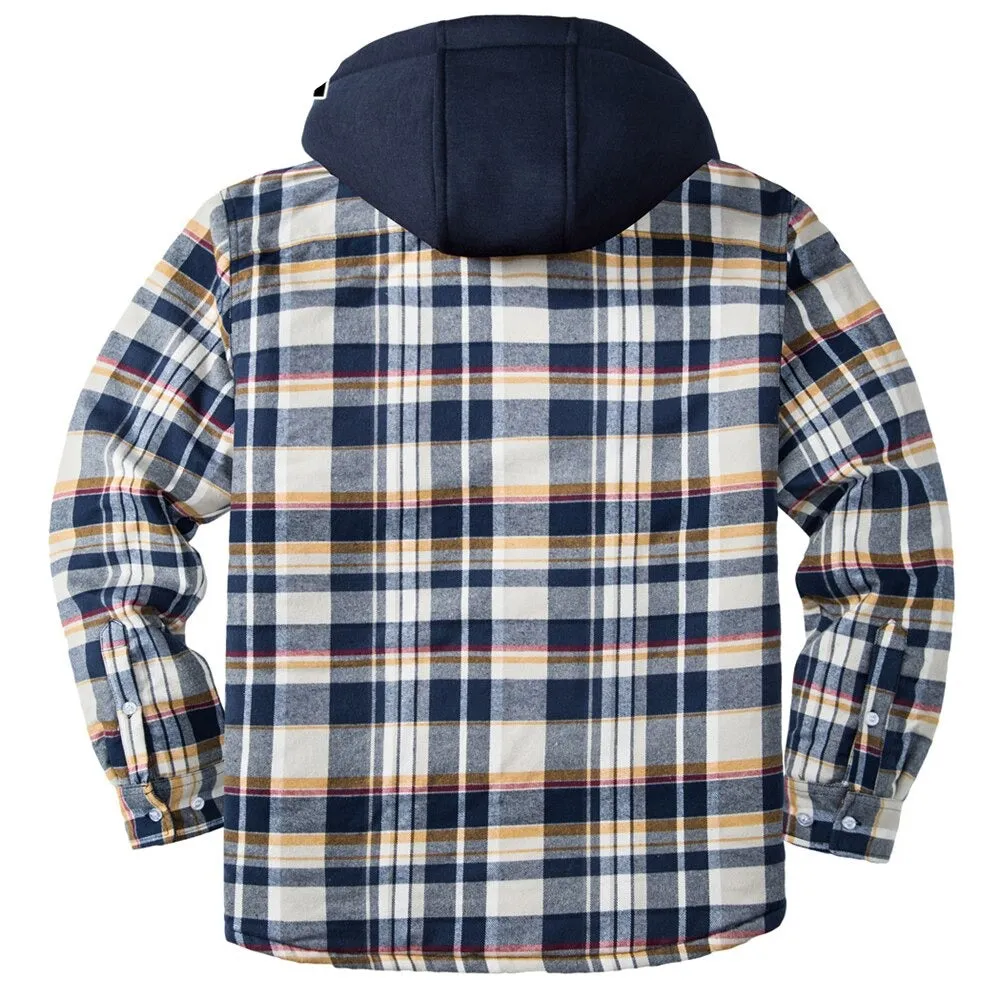 Removable Hood Plaid Jackets Flannel Shirts For Men and Women Unisex