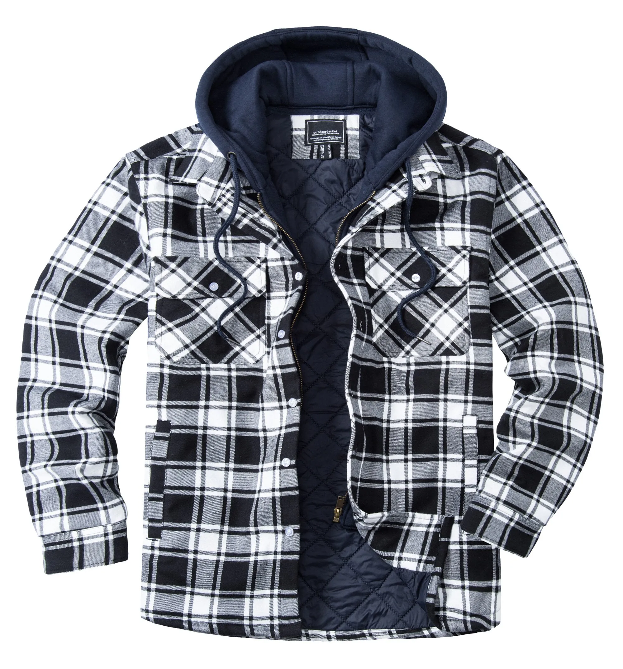 Removable Hood Plaid Jackets Flannel Shirts For Men and Women Unisex