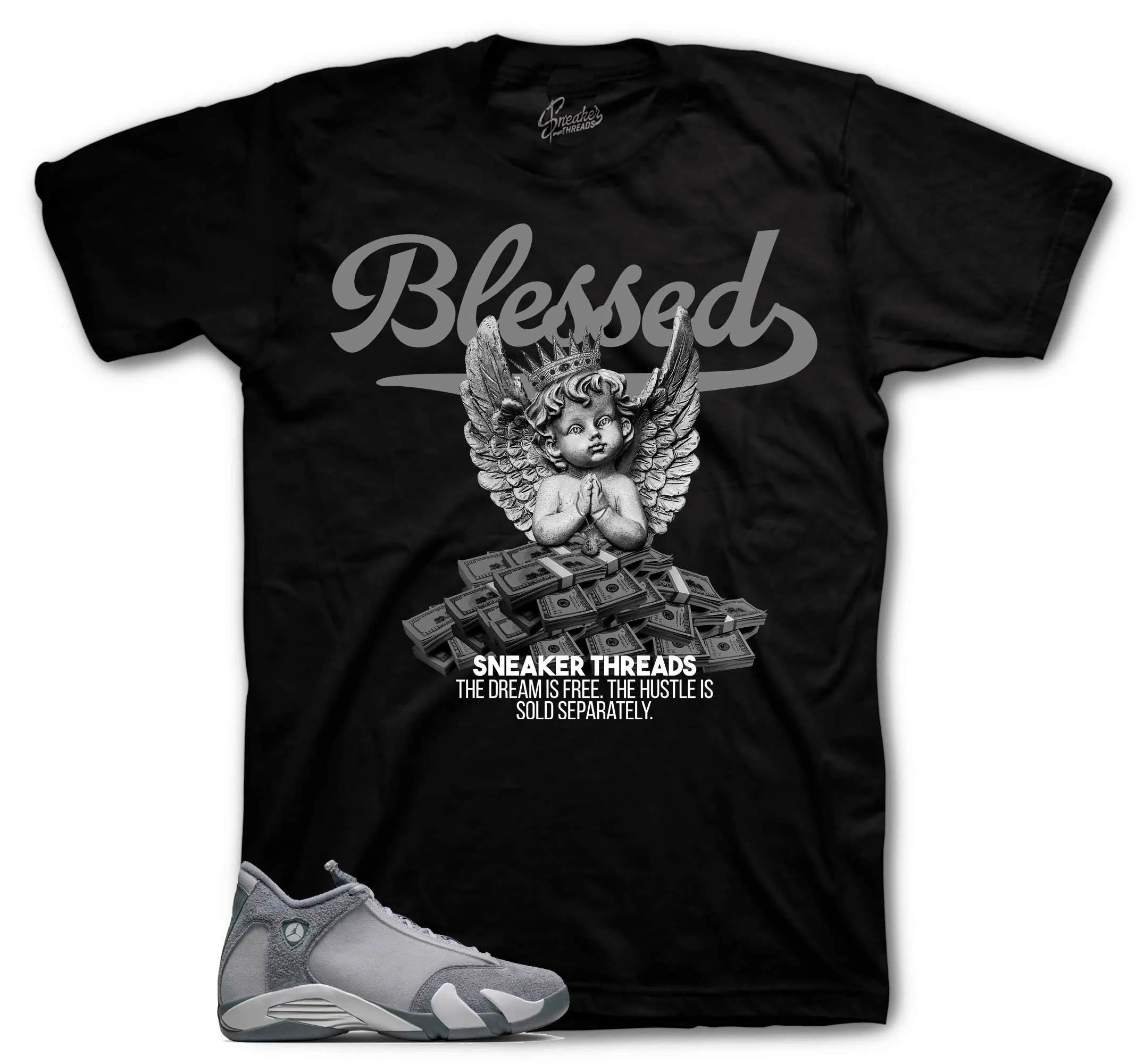 Retro 14 Flint Grey Blessed Angel Shirt