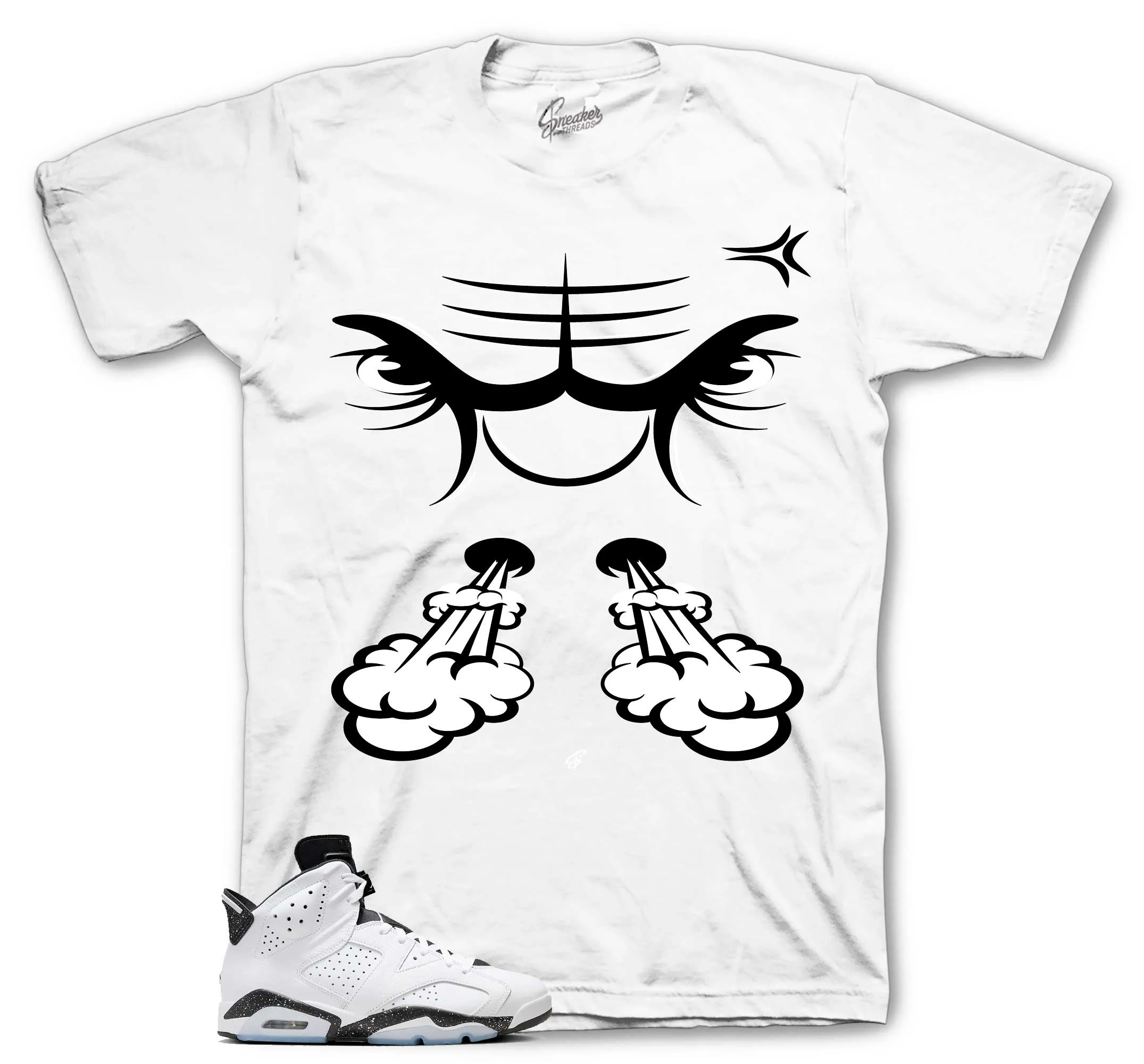 Retro 6 White Black Raging Face Shirt