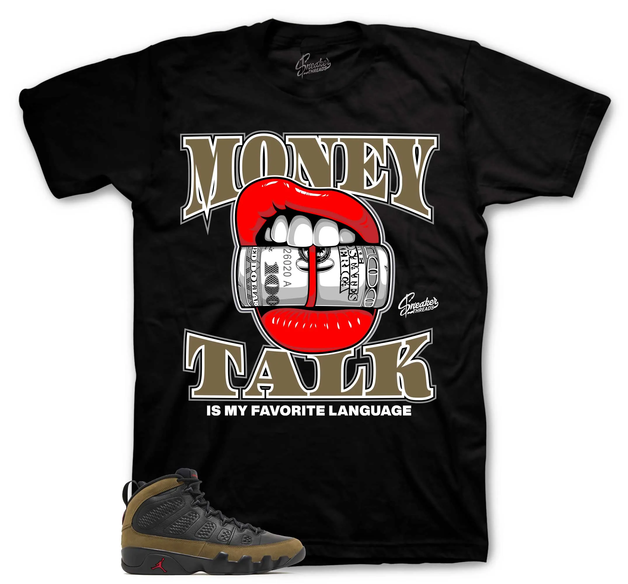 Retro 9 Olive Money Talk Shirt