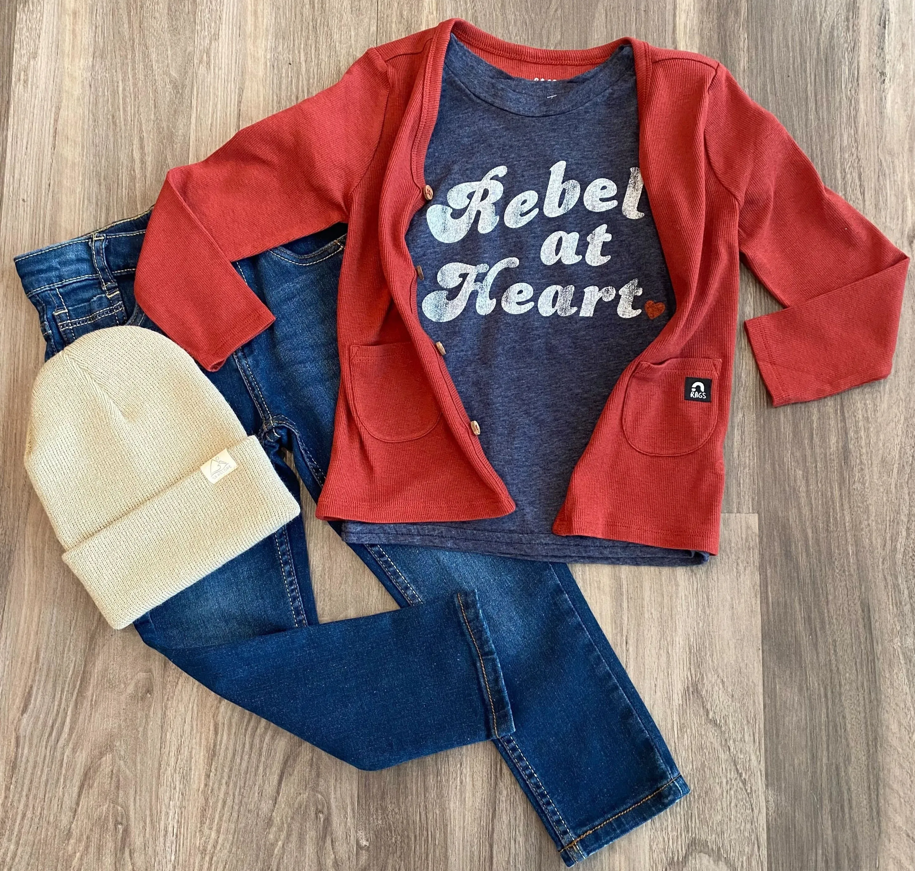 Retro Brand - Kids' Rebel at Heart Tee in Navy