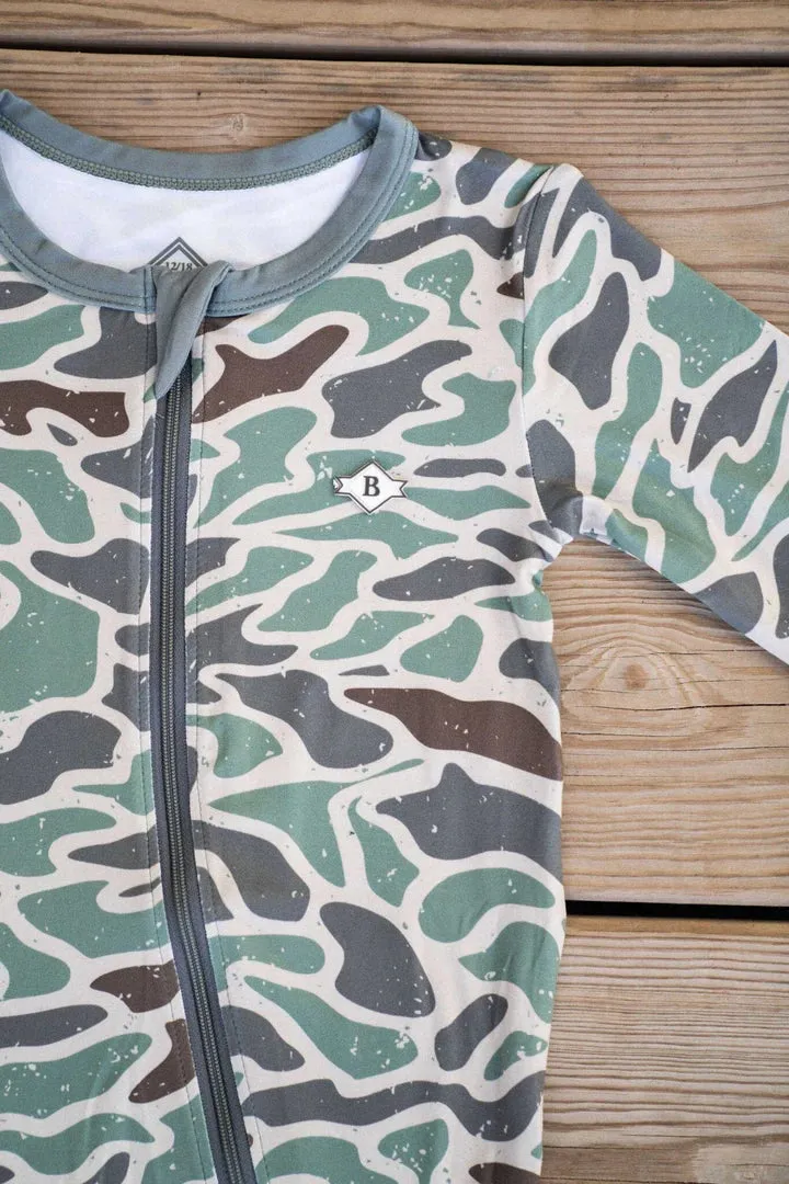 Retro Duck Camo Full Zip Baby Onesie