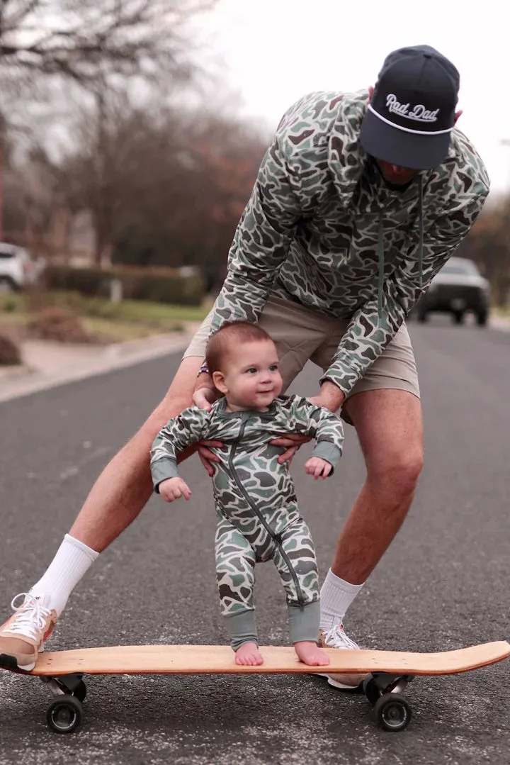 Retro Duck Camo Full Zip Baby Onesie