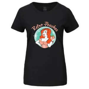 Retro Peaches Logo T Shirt - Black
