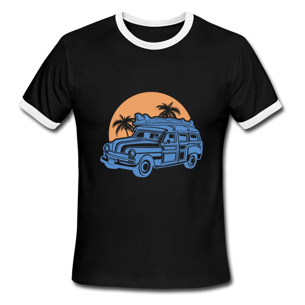 Ride the Waves, Ringer T-Shirt, Travel Vintage Style Tee, T-Shirt, Ringer