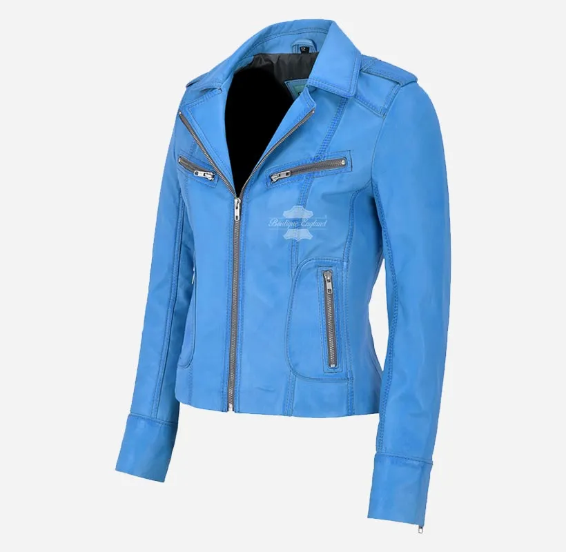 RIDER Women Biker Leather Jacket Fitted Fashion Leather Jacket