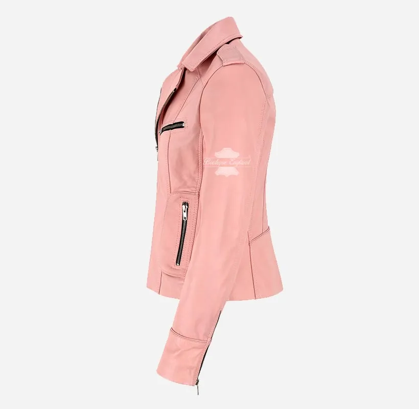 RIDER Women Biker Leather Jacket Fitted Fashion Leather Jacket