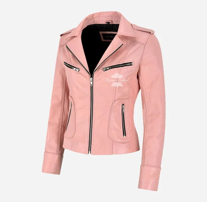 RIDER Women Biker Leather Jacket Fitted Fashion Leather Jacket