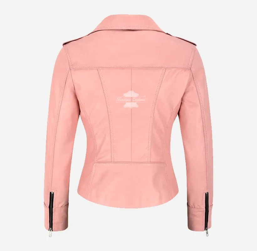RIDER Women Biker Leather Jacket Fitted Fashion Leather Jacket